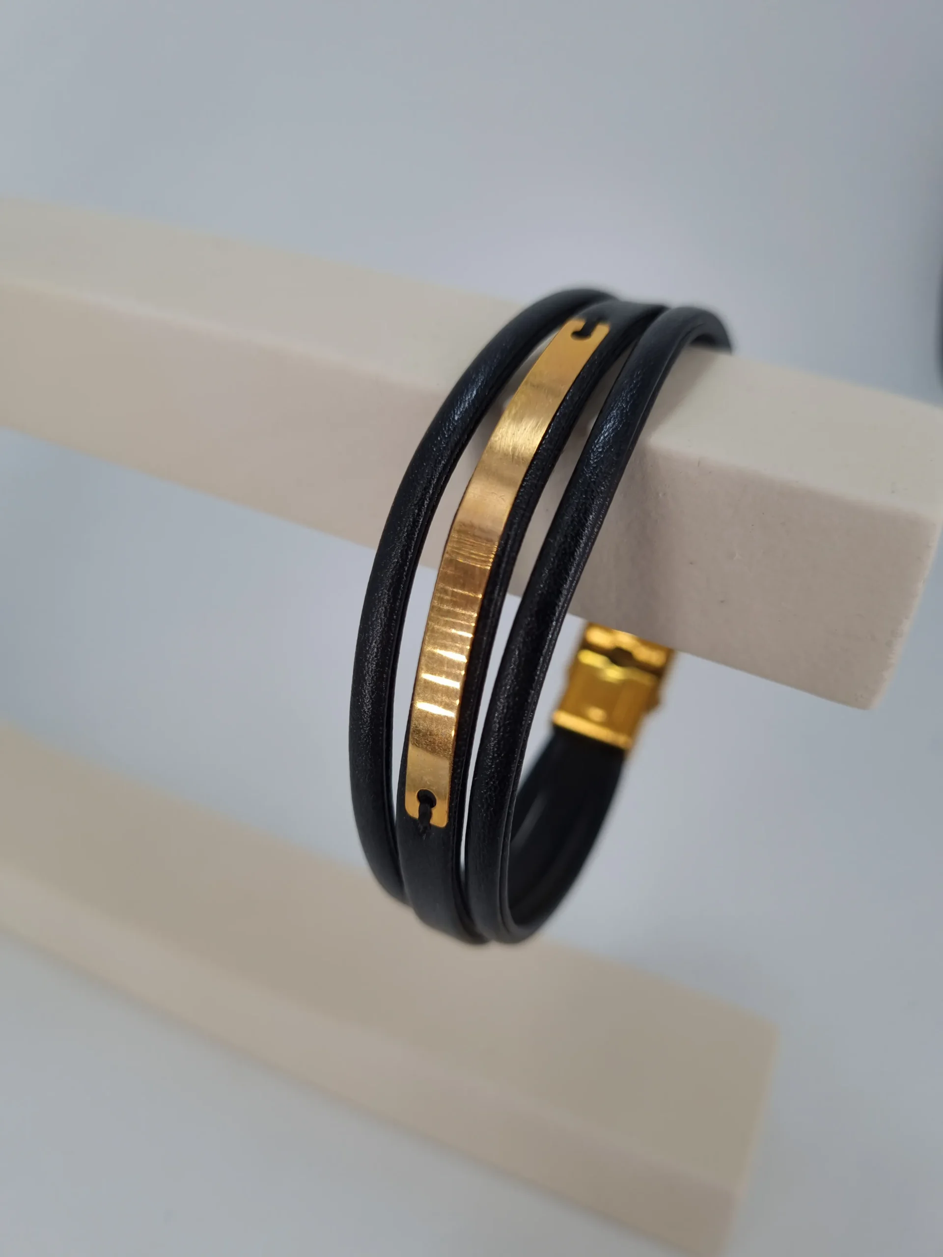 دستبند طلای چرمی ساده