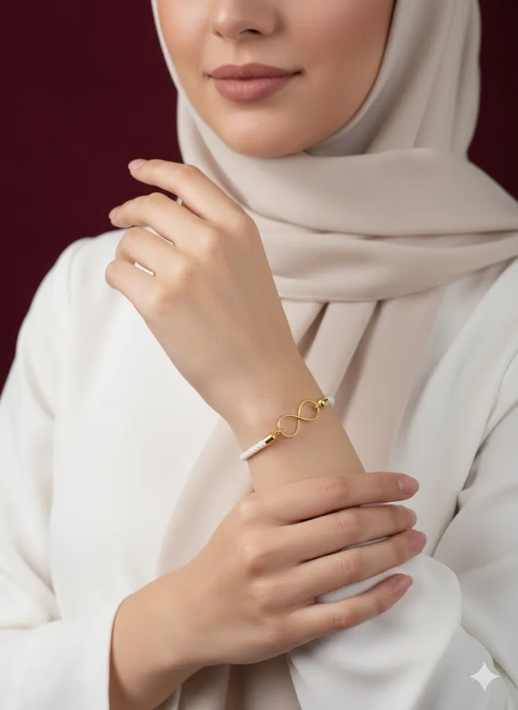 دستبند طلای چرمی بینهایت - Image 2