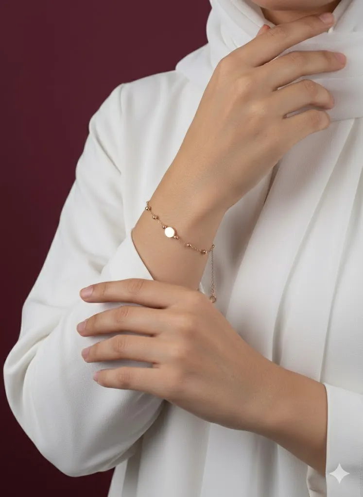 دستبند طلای پلاک و گوی - Image 2